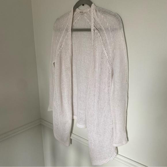 HELMUT Lang 100% Linen Oversized White Knit Loose Cardigan Small - Picture 3 of 8